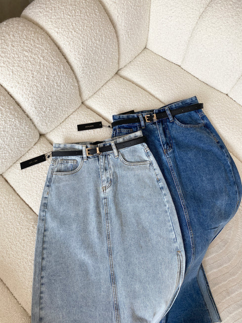 INTUON Denim Long Side Slit Skirts